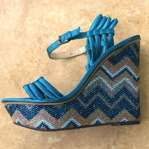 Turquoise satin with sparkling heal